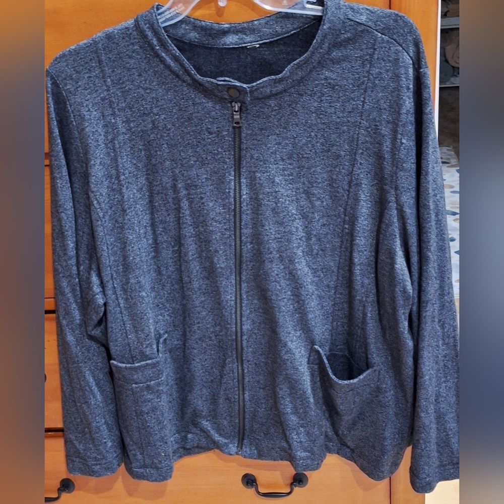 Women's Charcoal Zip-Up Blazer